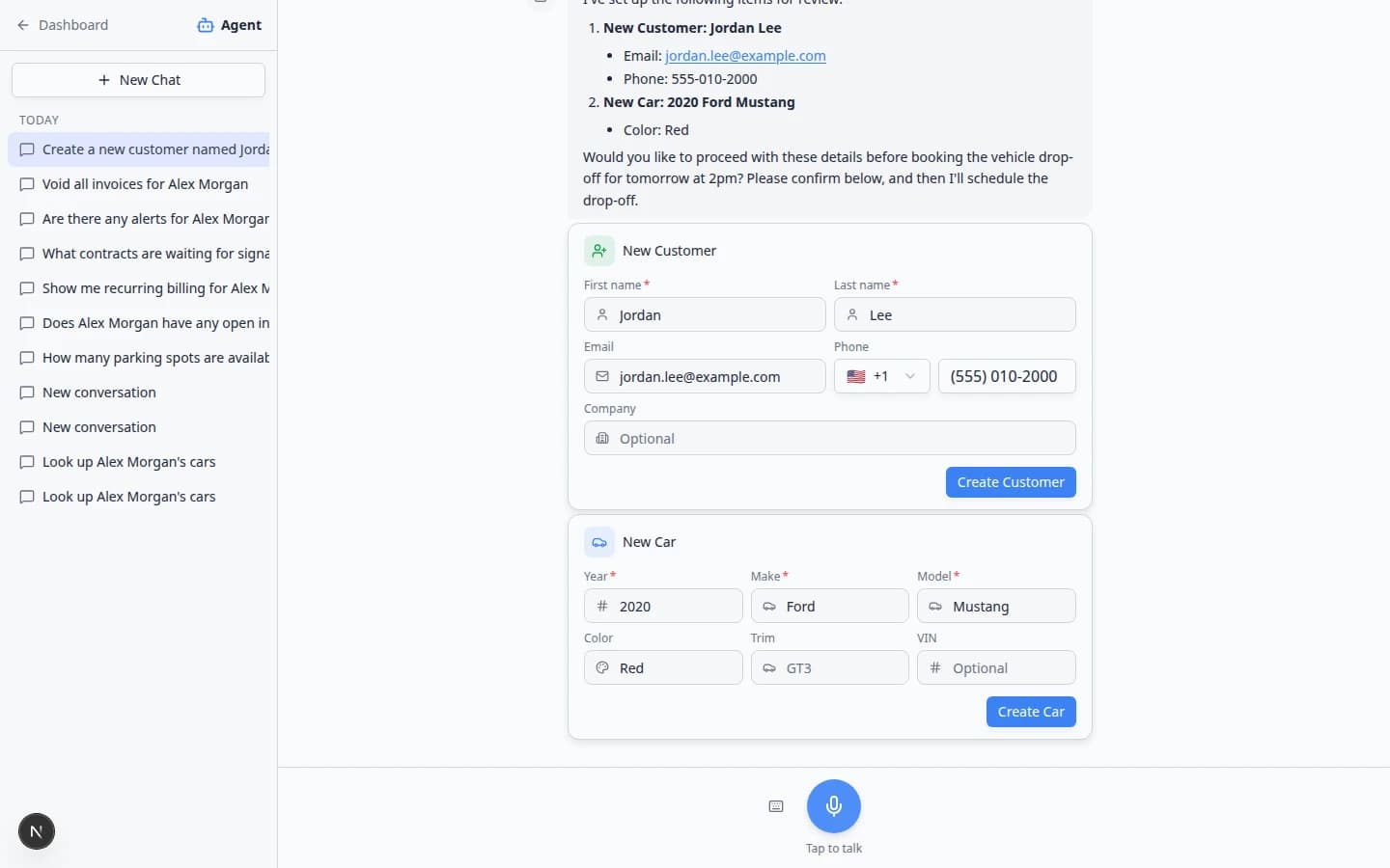 Facility Assistant showing proposal cards with Confirm All