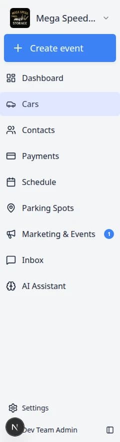 Bottom of dashboard sidebar showing staff account name and profile menu area