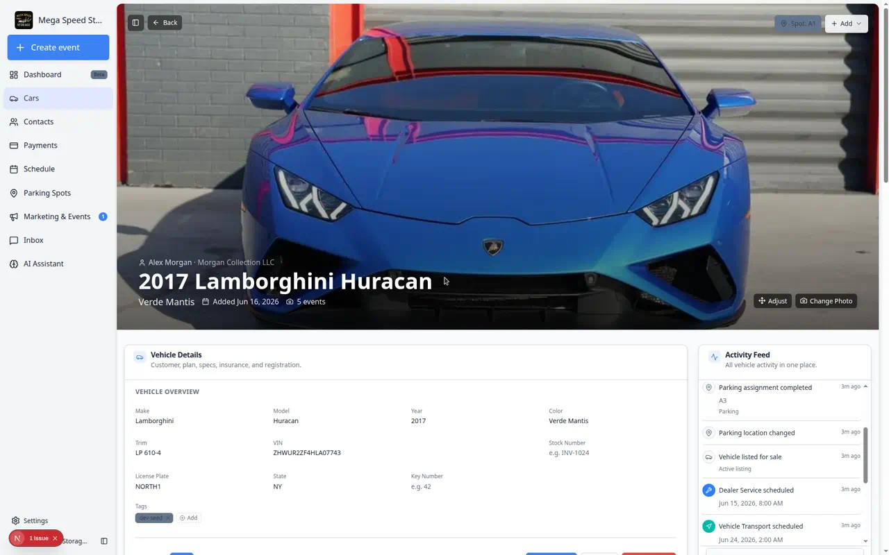 Car detail banner with Change Photo button visible on the vehicle image