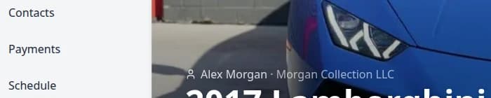 Tags field on a car record showing VIP Storage and High Value tag chips with an Add button