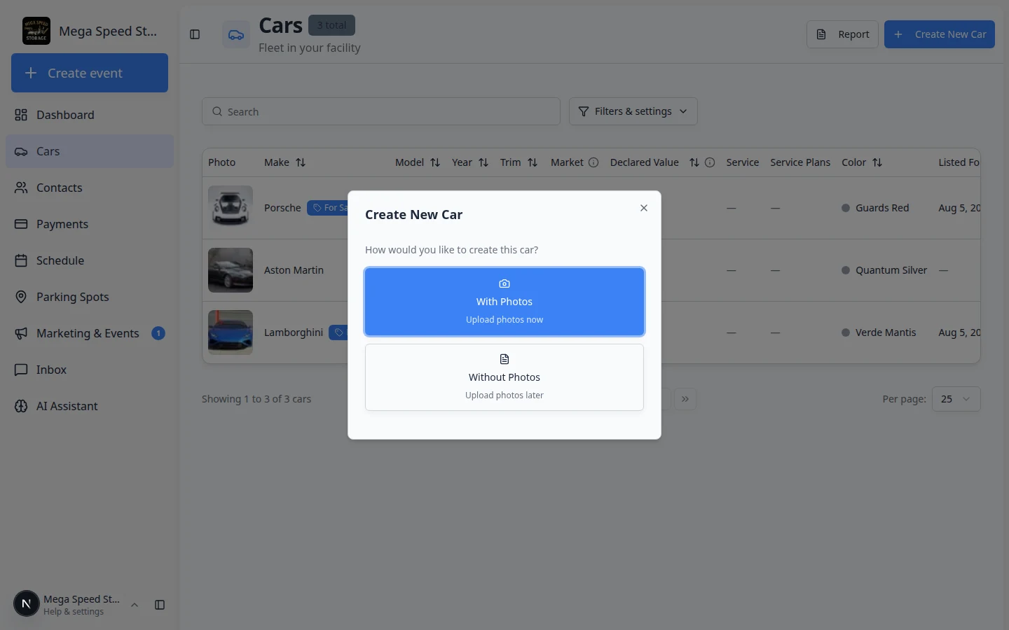 Create car entry point from car selection