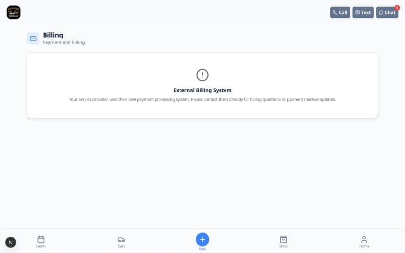 Customer portal billing view on mobile