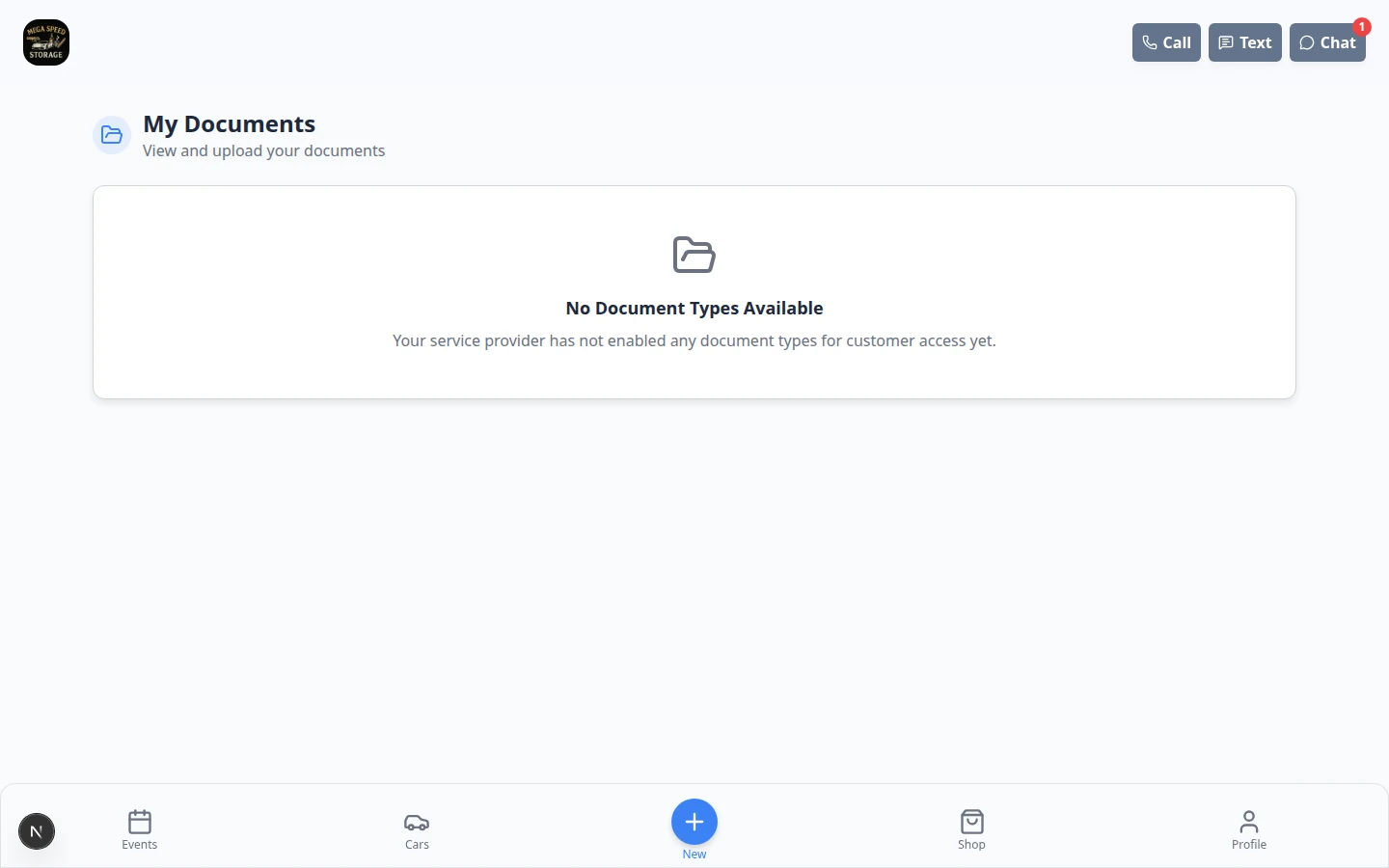 Customer portal Documents page showing shared files and agreements linked to the customer account