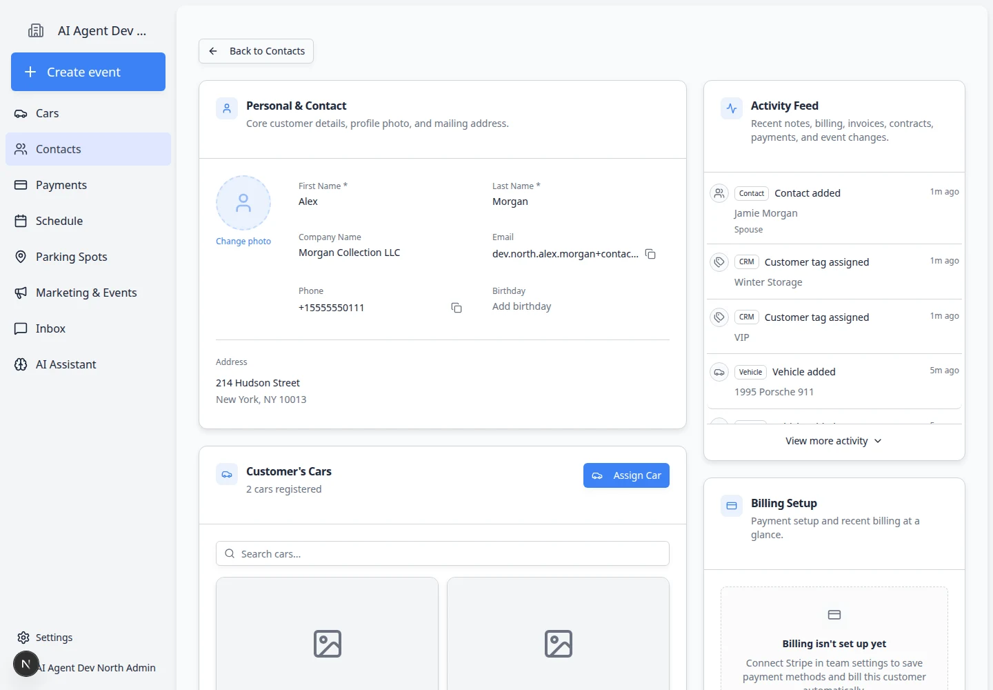 Tag picker open from the customer detail page