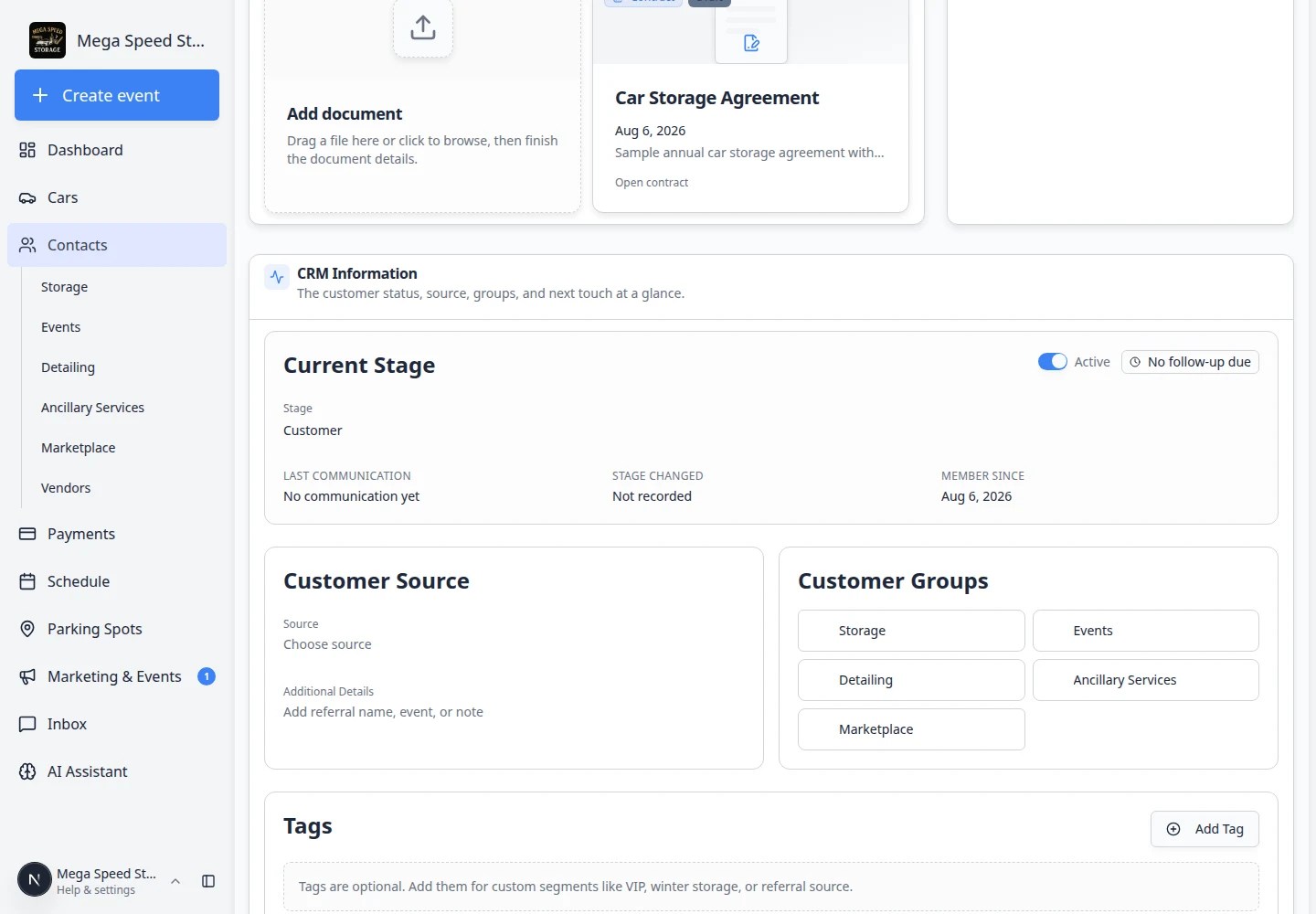 Document or contract preview window showing status, description field, and Download or View buttons