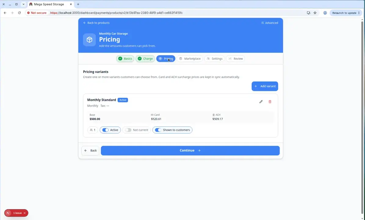 Product pricing variants in the catalog