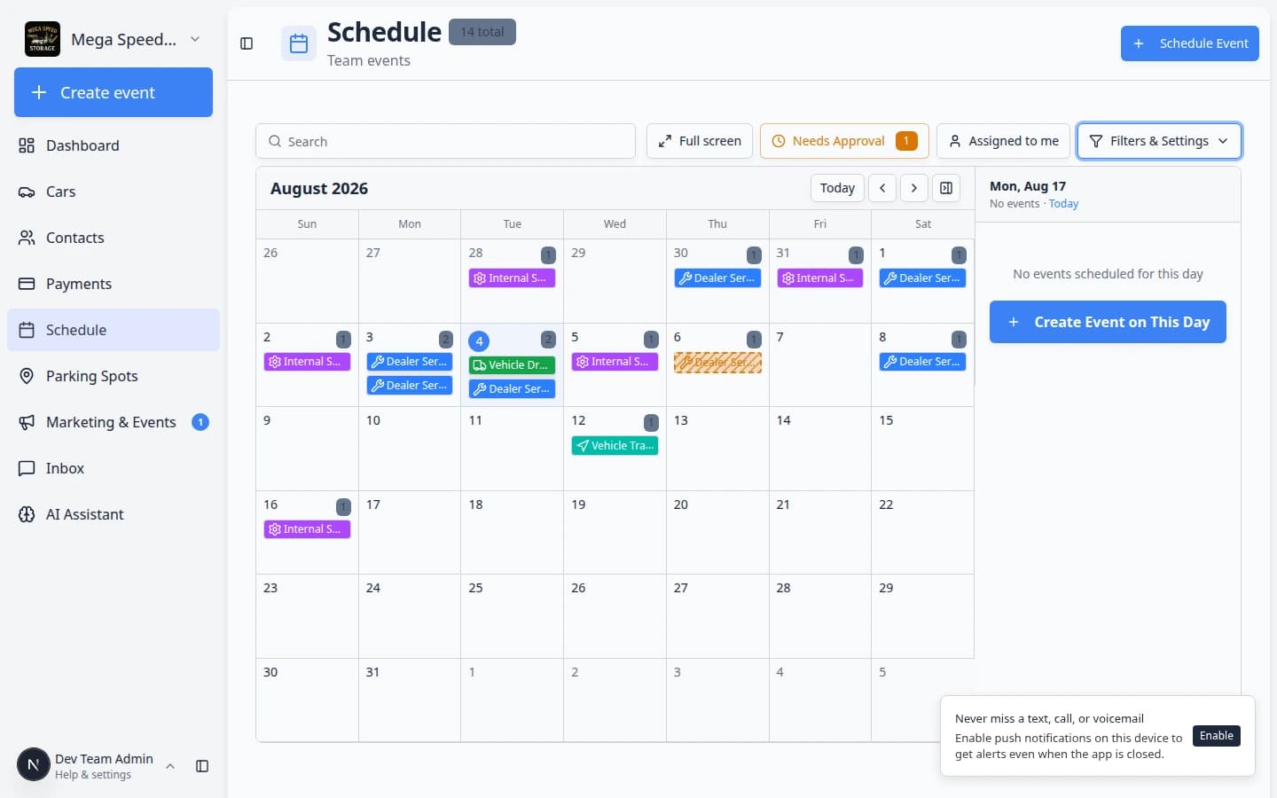 Schedule 2 Week view with weekends hidden showing only Monday through Friday columns