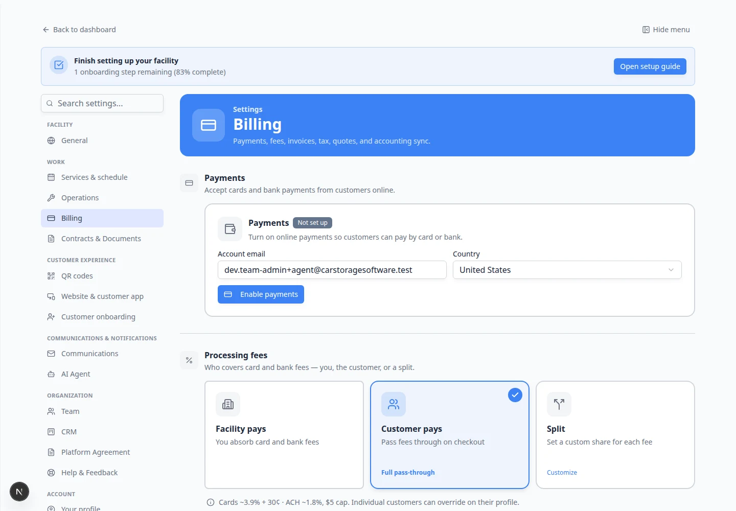 Billing settings overview